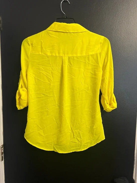 EXPRESS Portofino Highlighter Yellow Button-Down Shirt - Picture 3 of 3